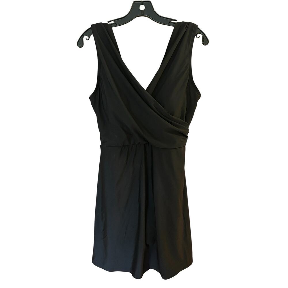 Lands' End Women's Tummy Control Surplice Wrap Swim Dress One Piece Swimsuit 12 - Picture 4 of 10